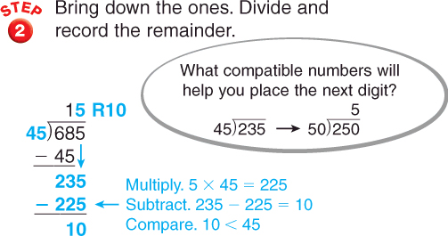 Estimate to place the first digit in the quotient.